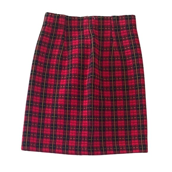 St Michael Dresses & Skirts - St Michael Red Tartan Plaid Skirt Size 8  Vintage High Waist Pencil Short UK